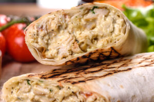 ooey gooey cheesy garlic chicken wraps