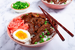 korean bbq steak rice bowls