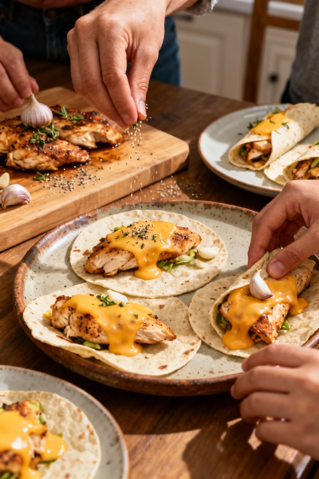 Ingredients for Melt-In-Your-Mouth Cheesy Garlic Chicken Wraps