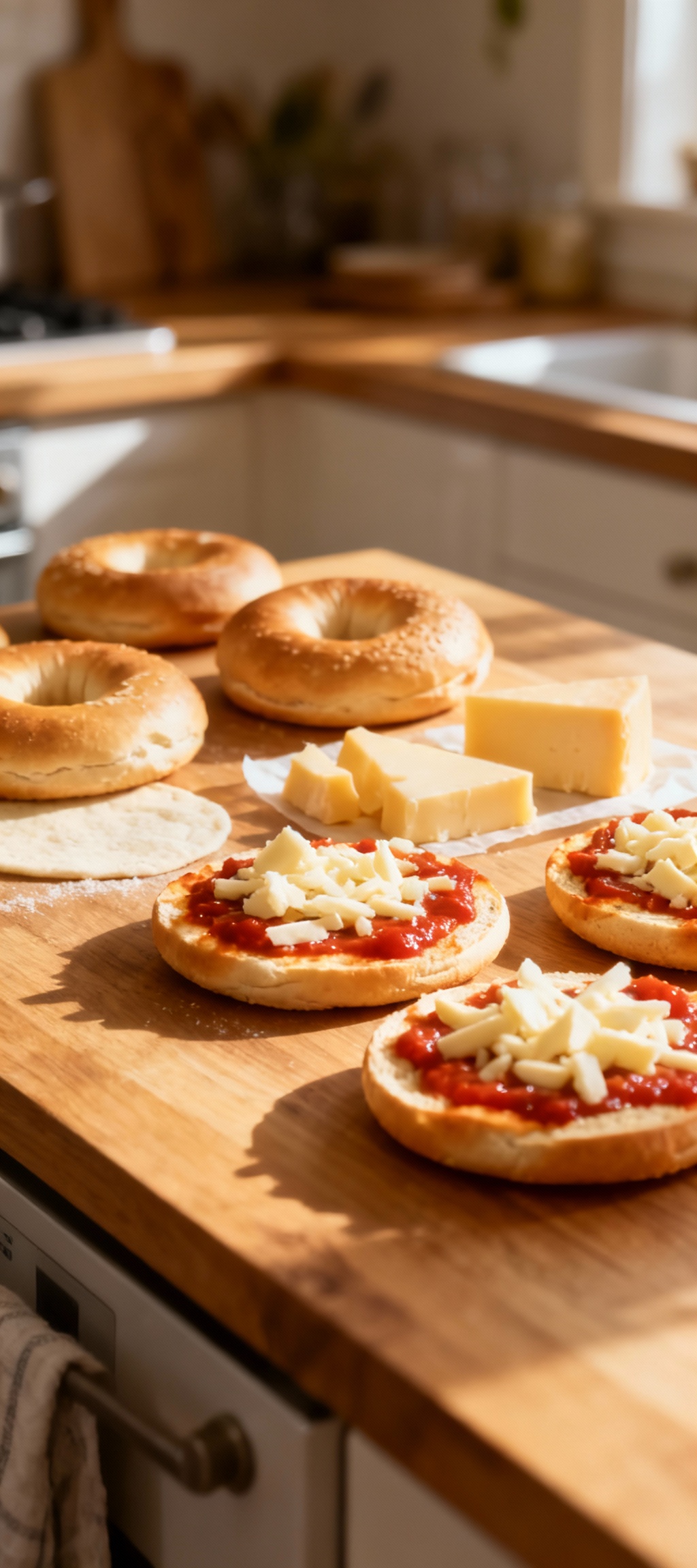 Air Fryer Bagel Pizzas