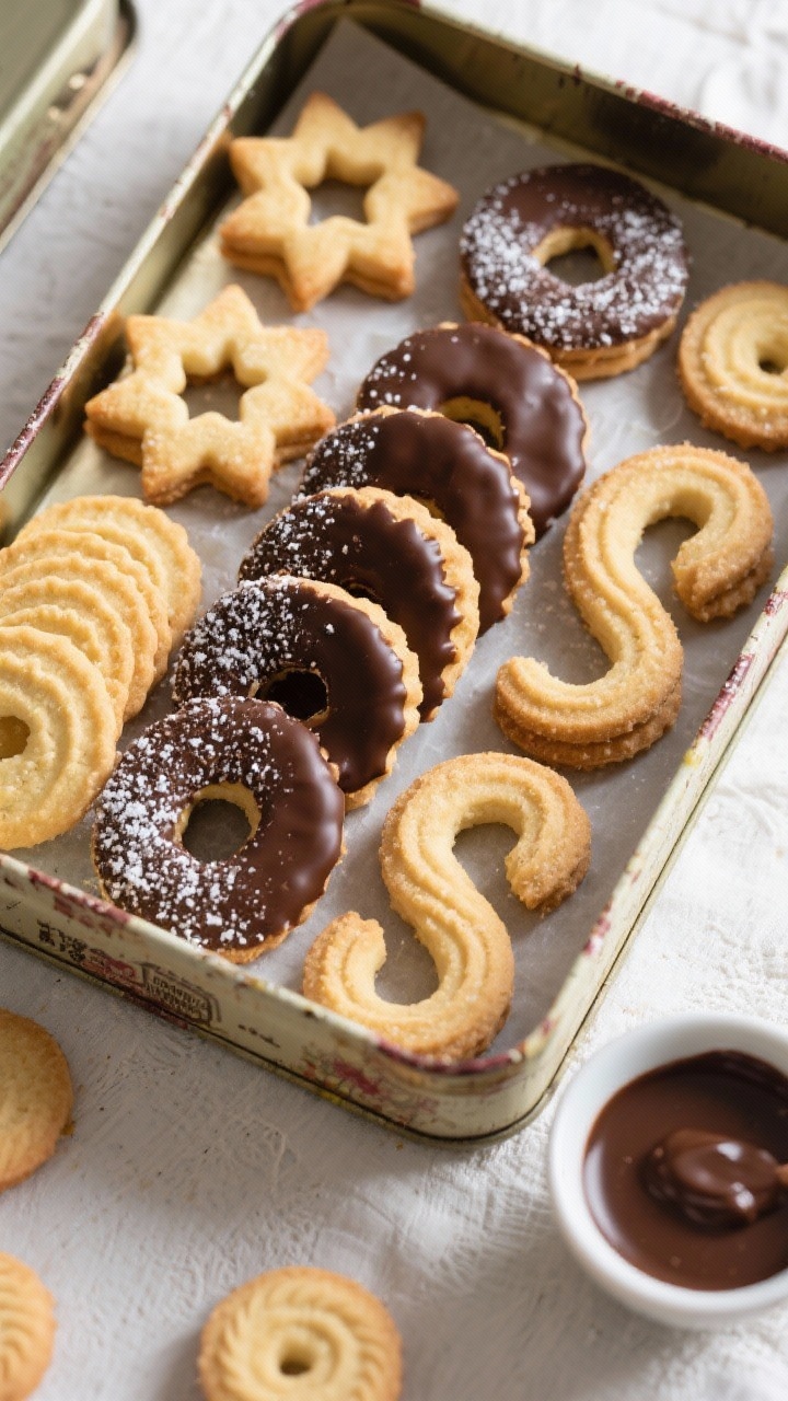 Tasty top view, final presentation: Overhead shot of an assortment of Traditional German Butter Cook