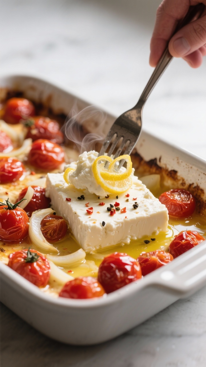 Cooking process, close-up detail: A 9x13 baking dish just out of the oven with burst, jammy cherry t