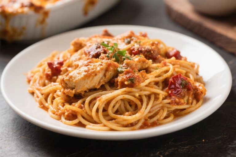 Spicy Southern Chicken Spaghetti Casserole