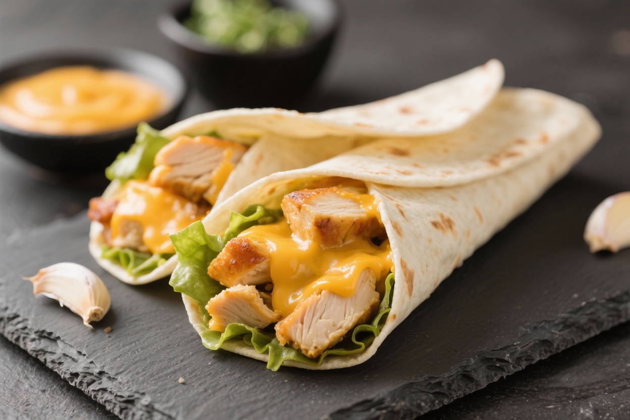 Cheesy Garlic Chicken Wraps